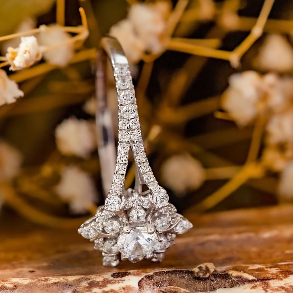 Snowflake CZ Diamond Engagement Ring for Weddings